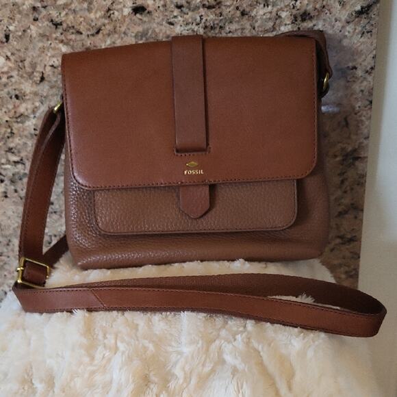 Fossil Handbags - Fossil Tan Leather Crossbody Bag Shoulder Purse